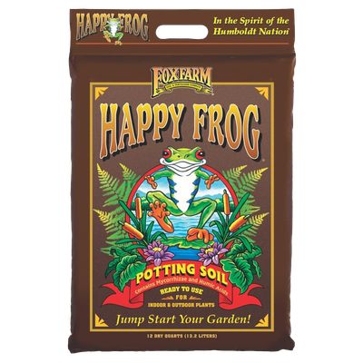 Front view of FoxFarm Happy Frog potting soil 12 qt bag — LibertyFHG Galion OH