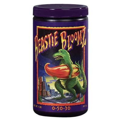 Front view of FoxFarm Beastie Bloomz soluble fertilizer 1 lb container — LibertyFHG Galion OH