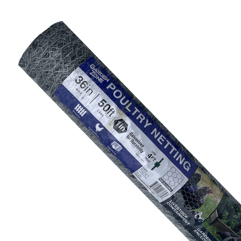 Garden Zone Galvanized Steel 1&quot; Poultry Netting (3 x 50 ft)