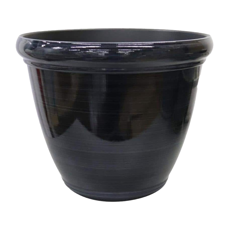 Vigoro Oakland Large Black High-Density Resin Planter (14.9 in)