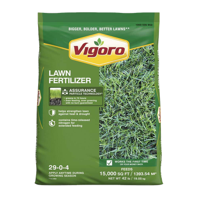 Front view of Vigoro Lawn Fertilizer for All Grass Types 42 lb — LibertyFHG Galion OH