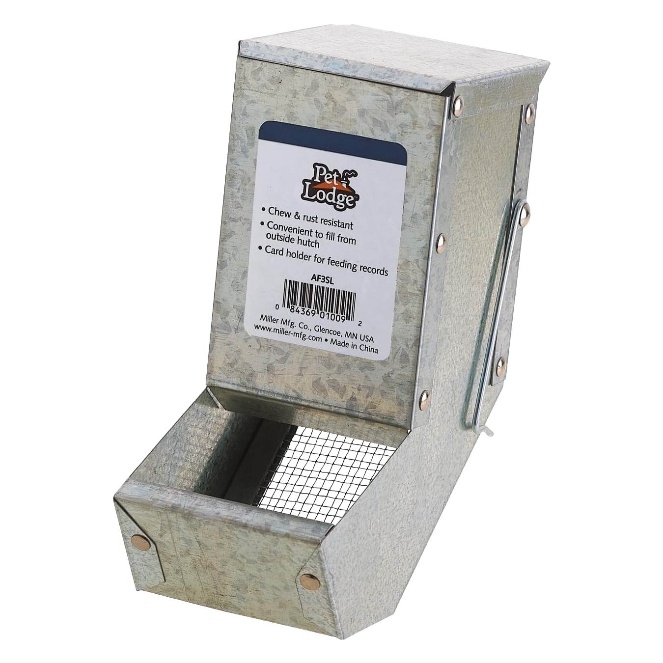 Pet Lodge Galvanized Feeder w/Sifter Bottom &amp; Lid (3 in)