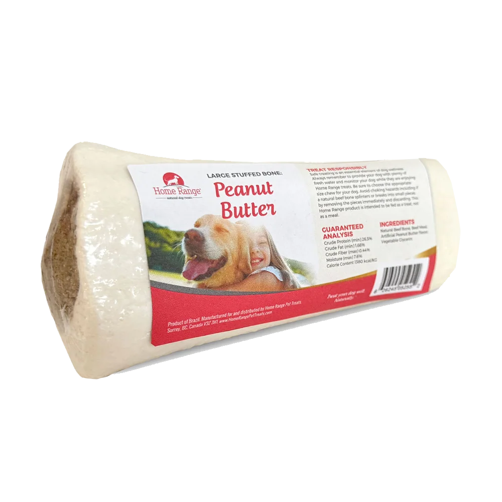 Home Range Large Stuffed Bone - Peanut Butter Flavor (6 in)