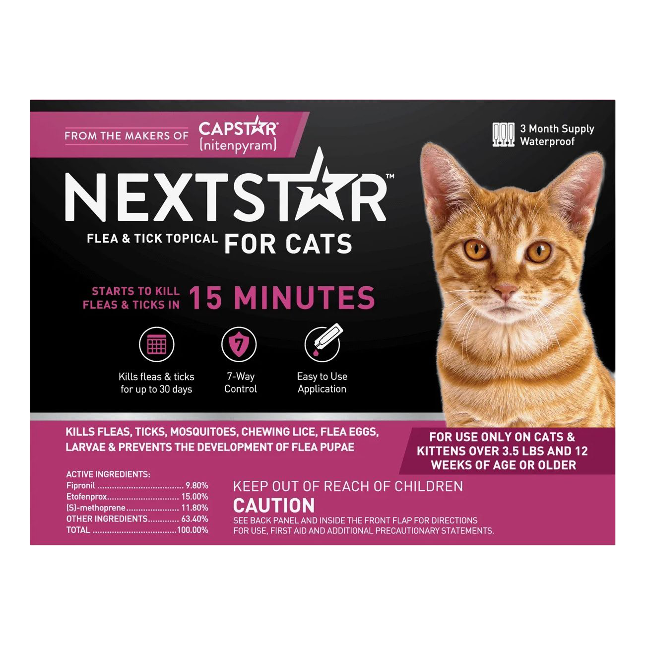 NEXTSTAR® Flea &amp; Tick Topical for Cats (Over 3.5 lb) 3 Month Supply