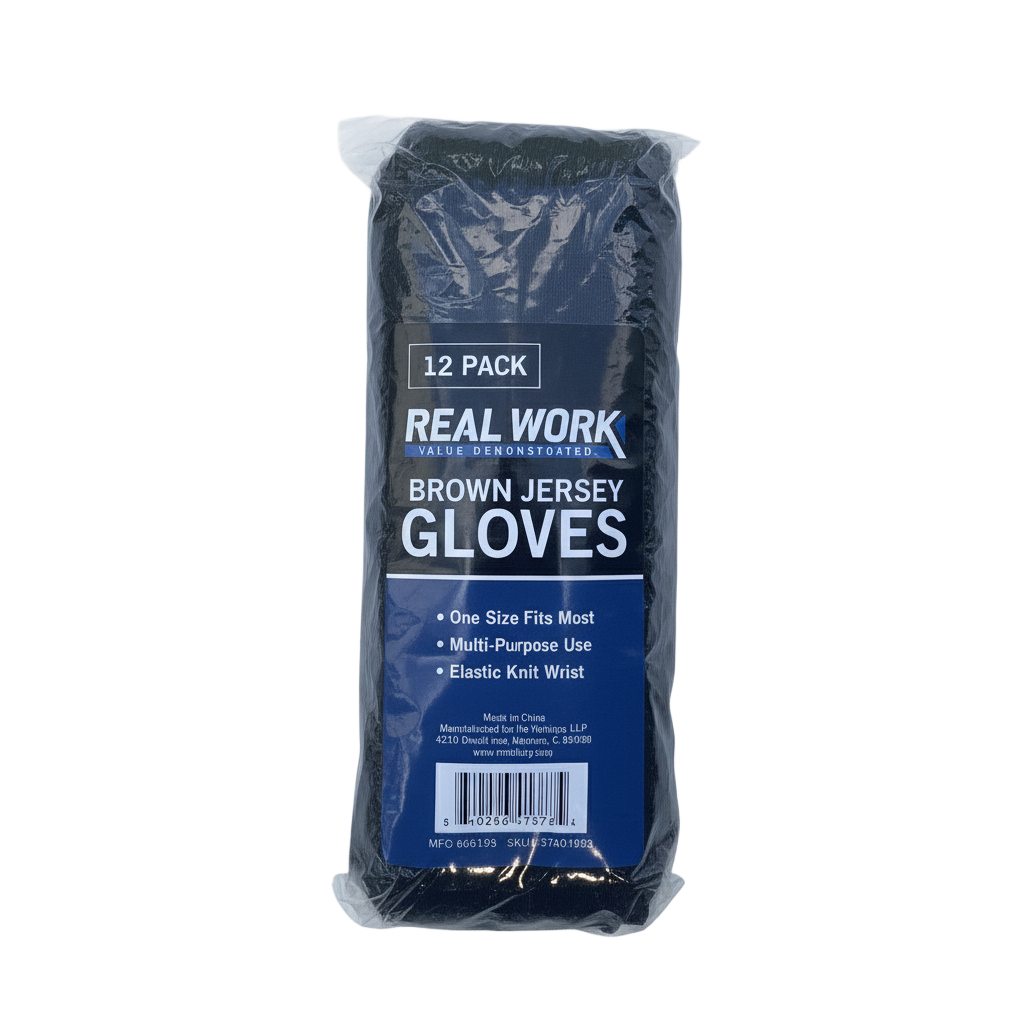 Real Work Brown Jersey Gloves (12 Pack)