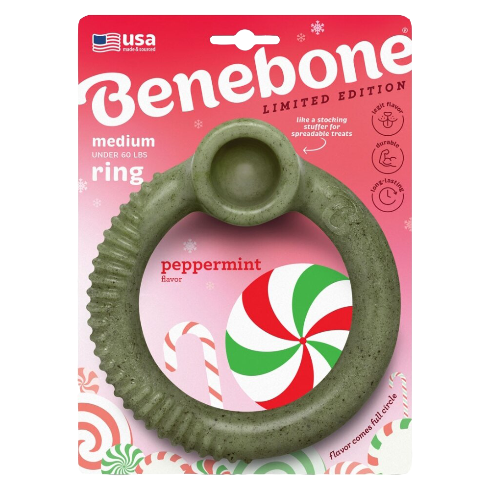 Benebone Holiday Peppermint Ring Dog Chew Toy