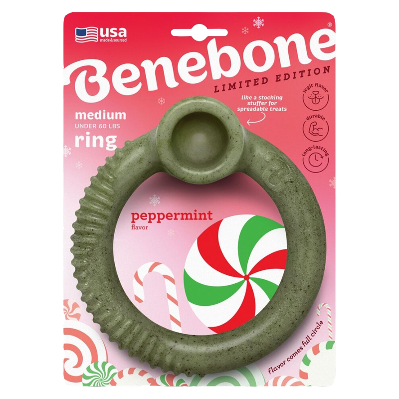 Benebone Holiday Peppermint Ring Dog Chew Toy