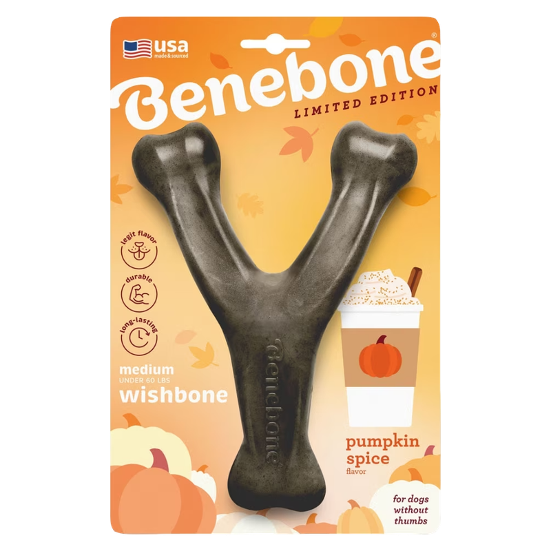 Benebone Pumpkin Spice Wishbone Dog Chew Toy