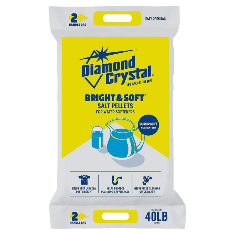 Diamond Crystal Bright &amp; Soft Water Softener Salt Pellets 40 lb