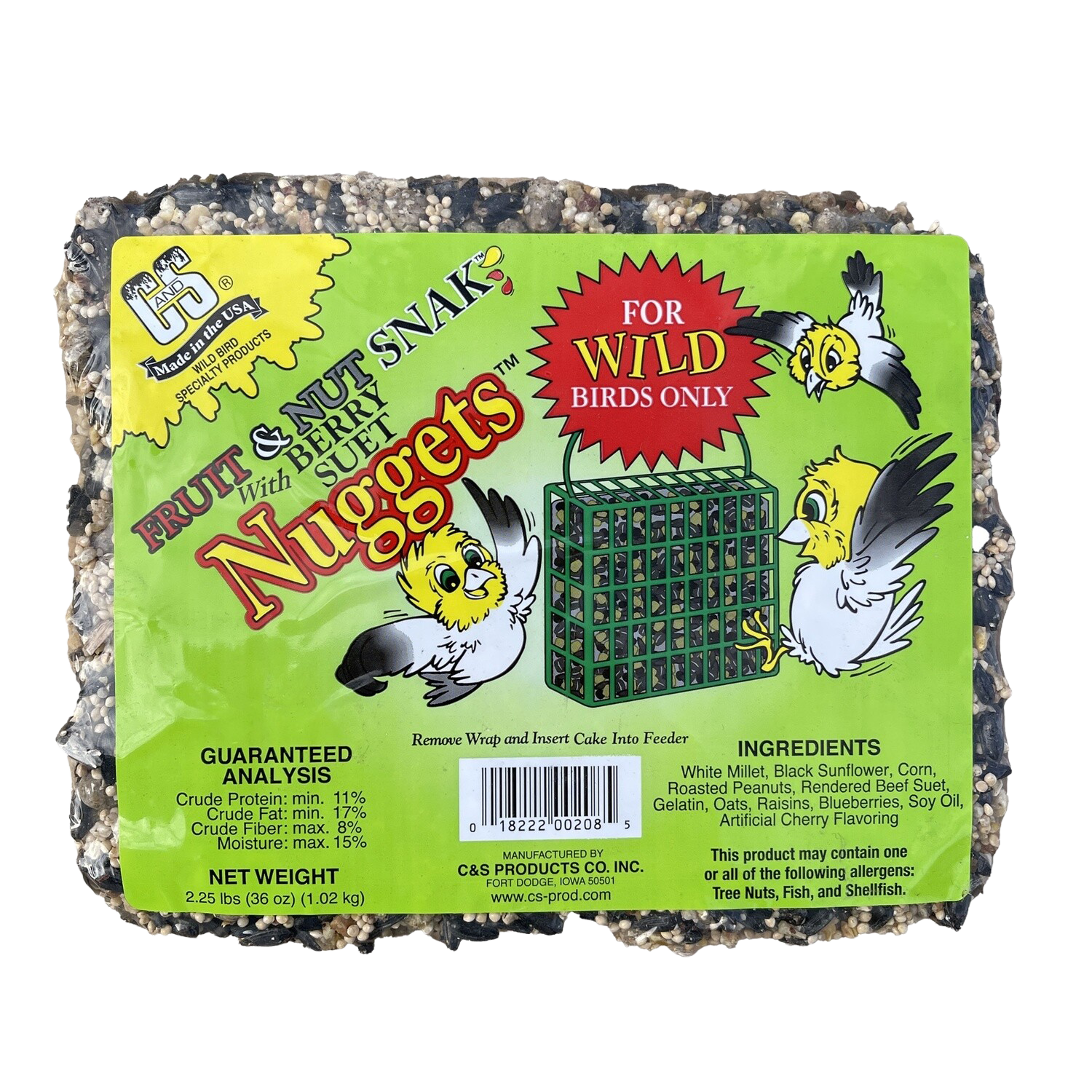 C&amp;S Fruit &amp; Nut Snak™ with Berry Suet Nuggets™ 2 lb