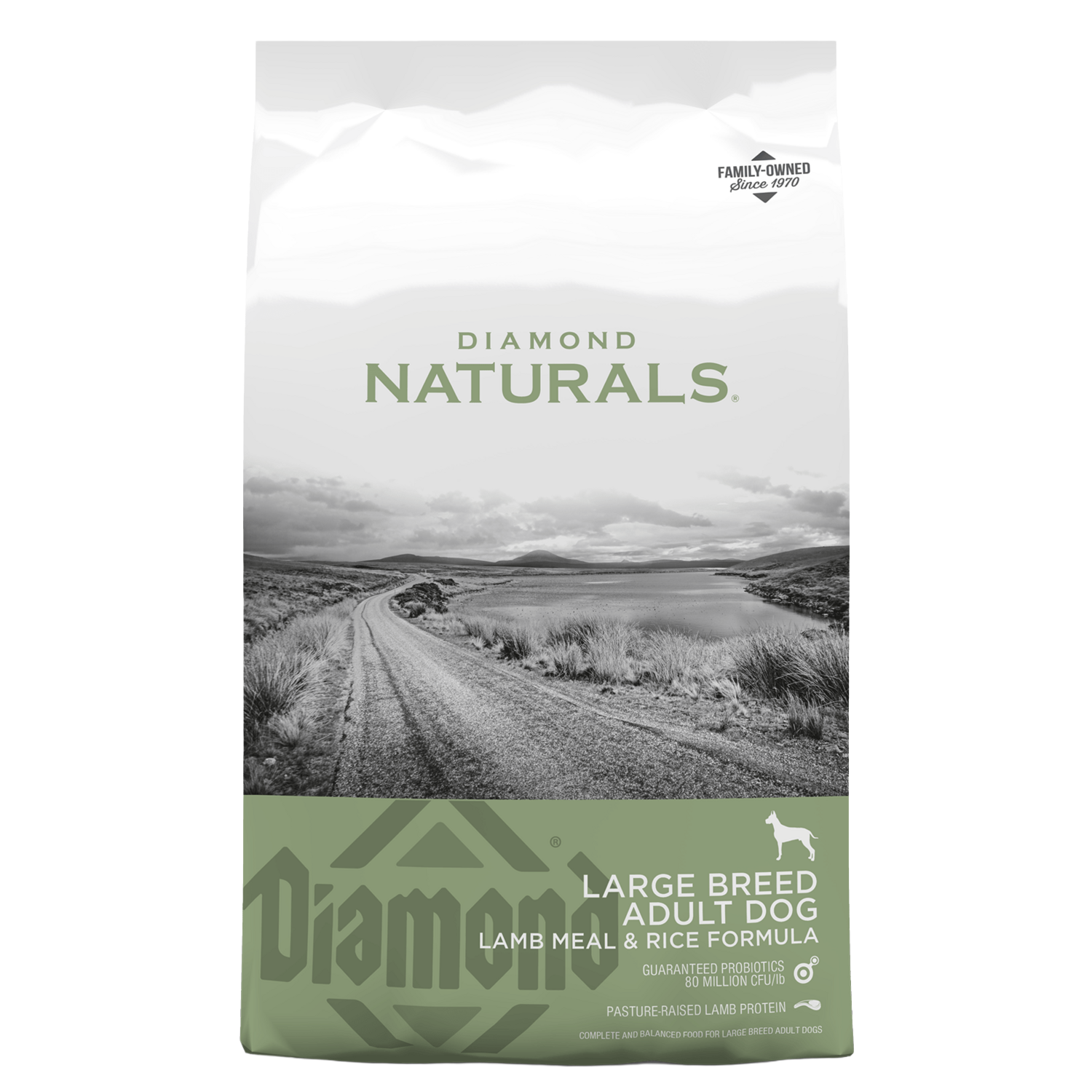 Front view of Diamond Naturals Large Breed Adult Lamb Meal &amp; Rice Formula 40 lb bag