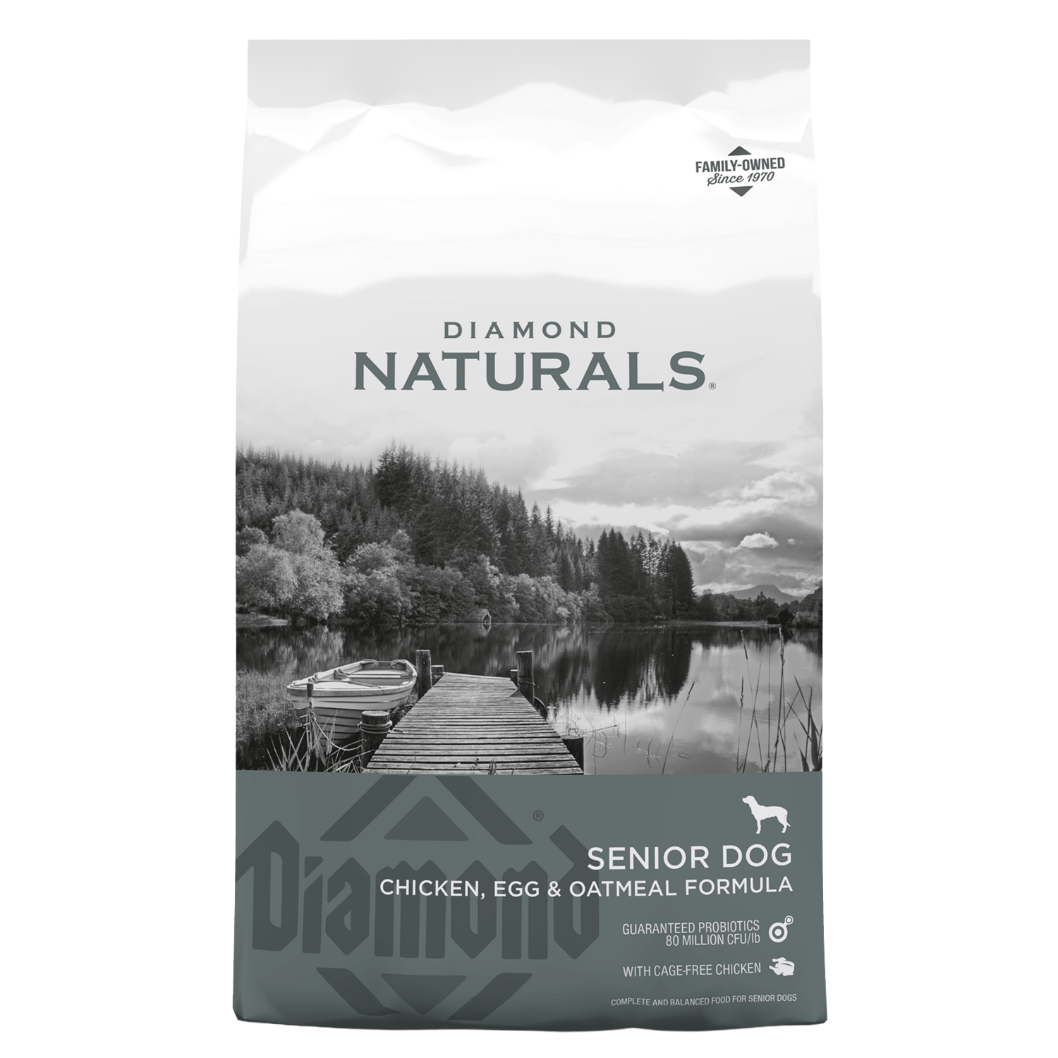 Front view of Diamond Naturals Senior Dog Chicken, Egg &amp; Oatmeal Formula 35 lb bag
