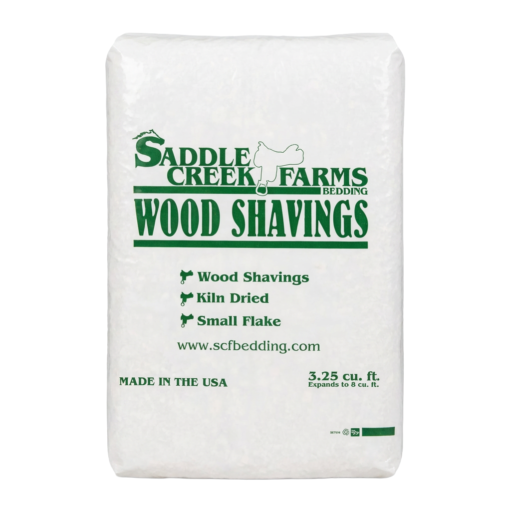 Front view of SCF Small Flake premium horse bedding bag — Liberty Farm, Home &amp; Garden