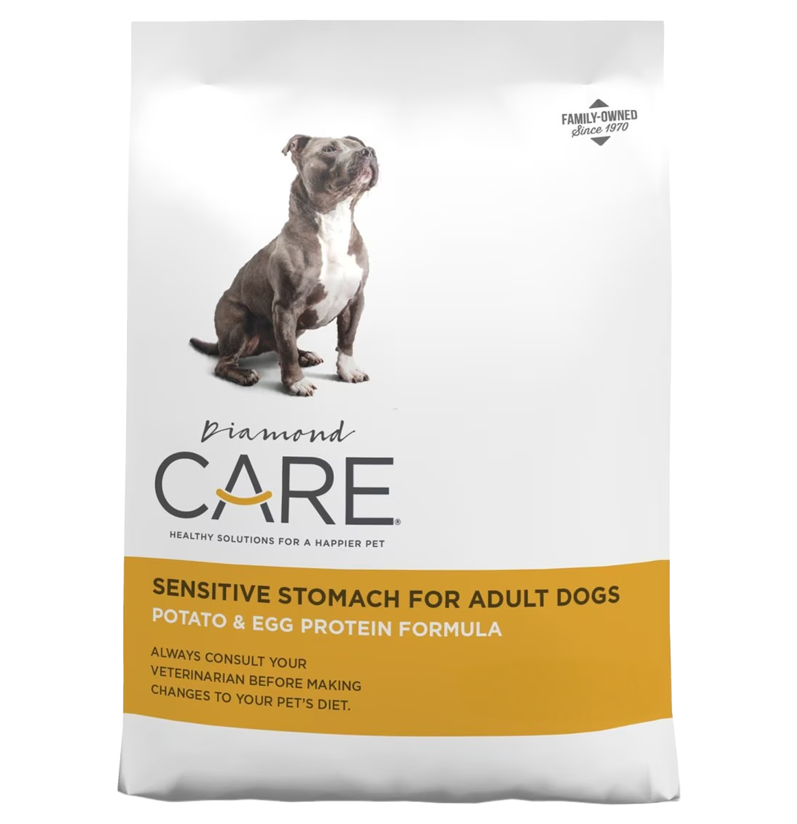 Front view of Diamond CARE Sensitive Stomach Formula Adult Dog Food 25 lb bag