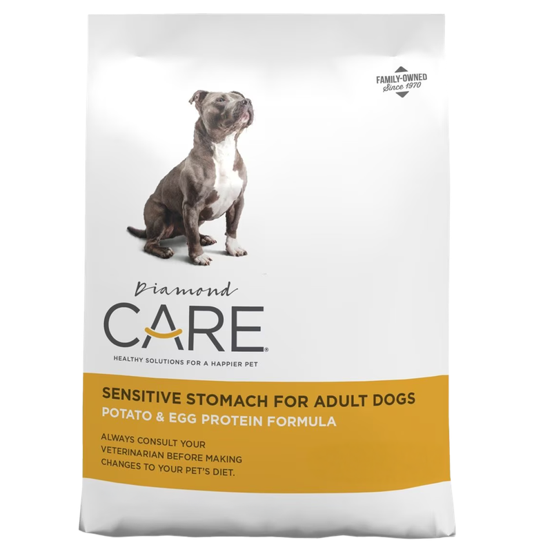 Front view of Diamond CARE Sensitive Stomach Formula Adult Dog Food 25 lb bag