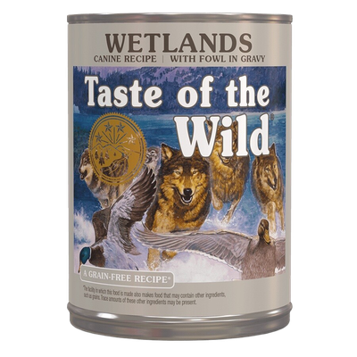 Front view of Taste of the Wild Wetlands Wet Dog Food 13.2 oz can — Liberty Farm, Home &amp; Garden