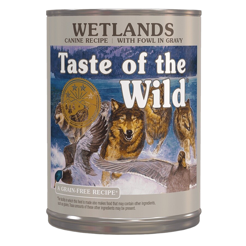 Front view of Taste of the Wild Wetlands Wet Dog Food 13.2 oz can — Liberty Farm, Home &amp; Garden