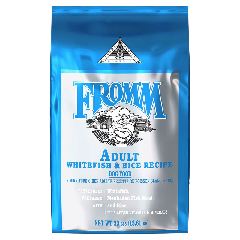 Front view of Fromm Classic Adult Whitefish &amp; Rice Dog Food 30 lb bag — Liberty Farm, Home &amp; Garden Galion OH
