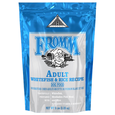 Front view of Fromm Classic Adult Whitefish &amp; Rice Dog Food 5 lb bag — Liberty Farm, Home &amp; Garden …