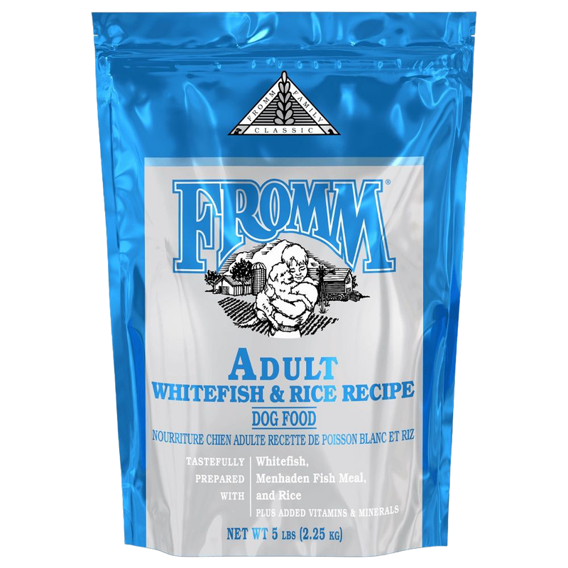 Front view of Fromm Classic Adult Whitefish &amp; Rice Dog Food 5 lb bag — Liberty Farm, Home &amp; Garden Galion OH