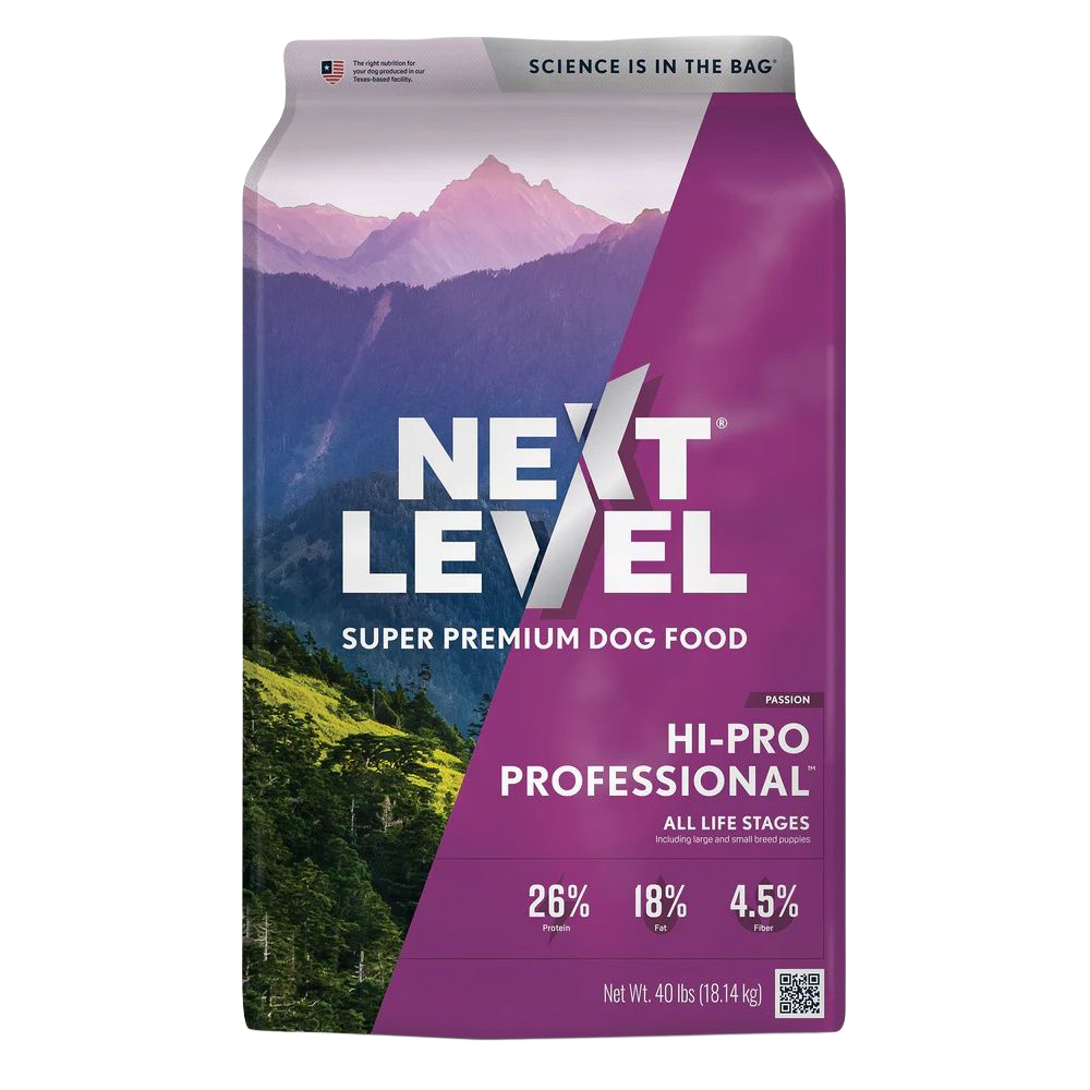 Front view of Next Level Hi-Pro Professional Dog Food 40 lb bag — LibertyFHG Galion OH