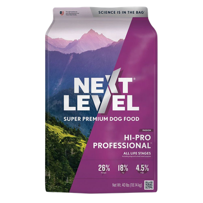 Front view of Next Level Hi-Pro Professional Dog Food 40 lb bag — LibertyFHG Galion OH