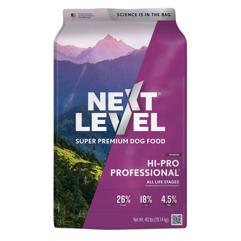 Front view of Next Level Hi-Pro Professional Dog Food 40 lb bag — LibertyFHG Galion OH