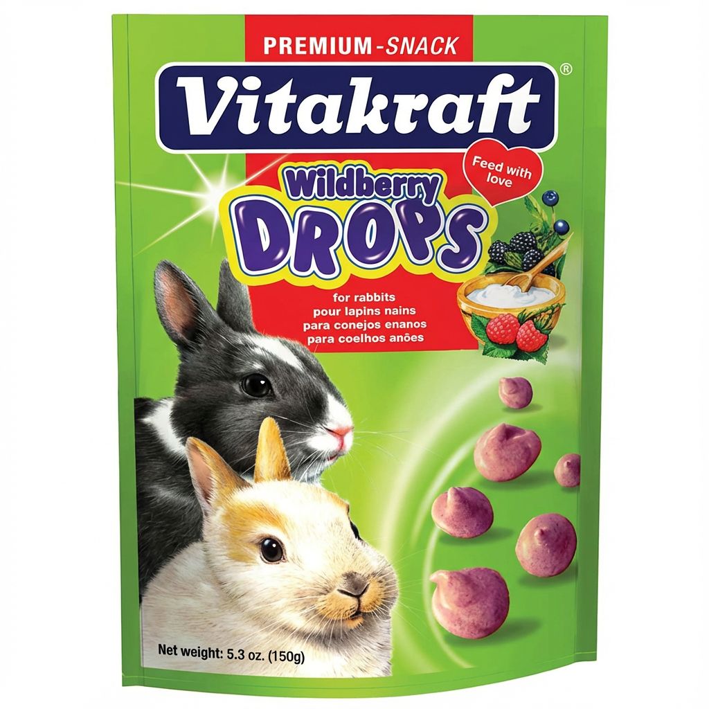 Front view of Vitakraft Wildberry Rabbit Drops 5 oz bag — LibertyFHG Galion OH