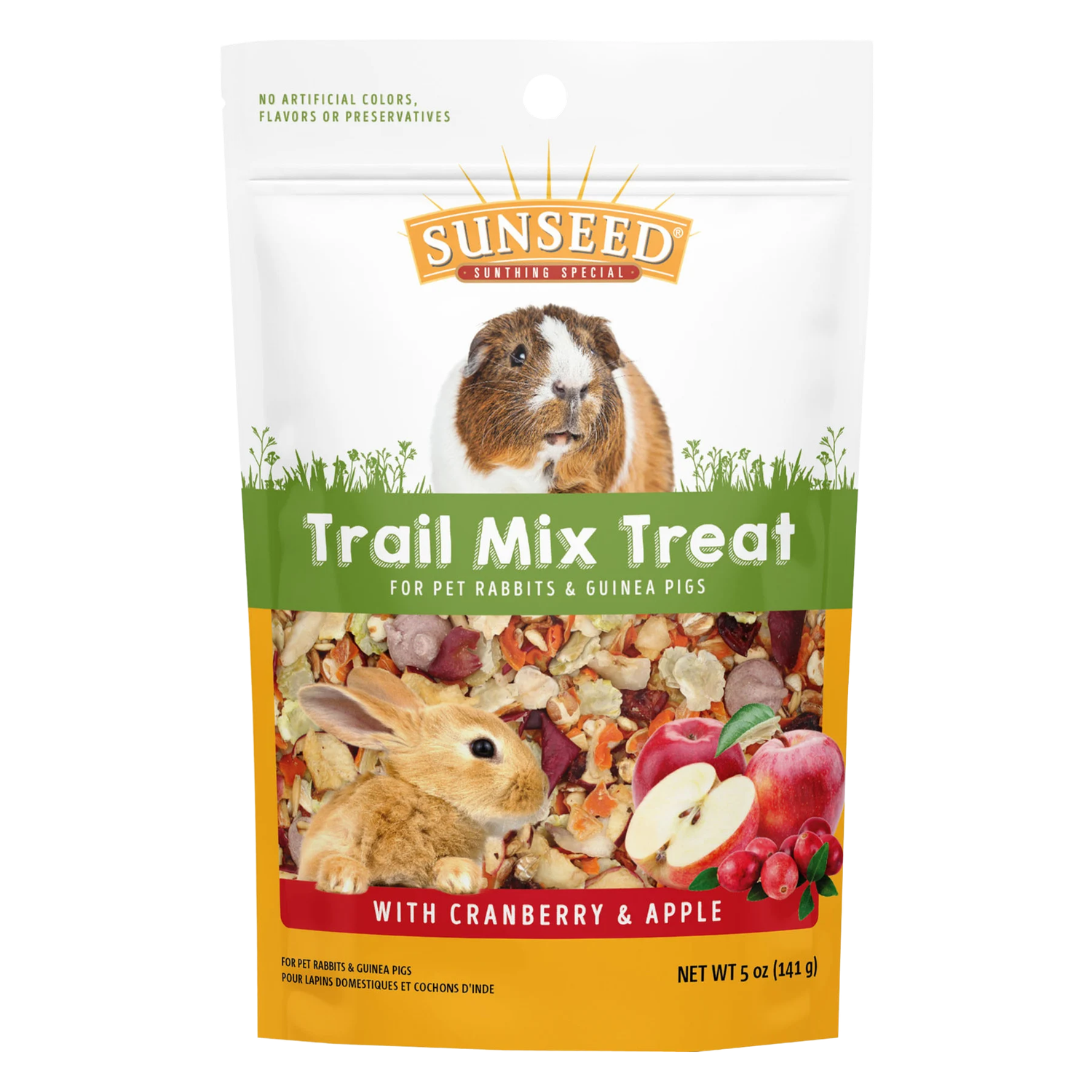 Front view of Sunseed Trail Mix Treat with Cranberry &amp; Apple 5 oz — small pet treat — LibertyFHG Galion OH