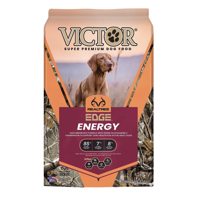 Front view of Victor Edge Energy Dog Food 40 lb bag — LibertyFHG Galion OH