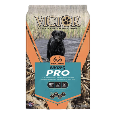 Front view of Victor Max-5 Pro Dog Food 40 lb bag — LibertyFHG Galion OH