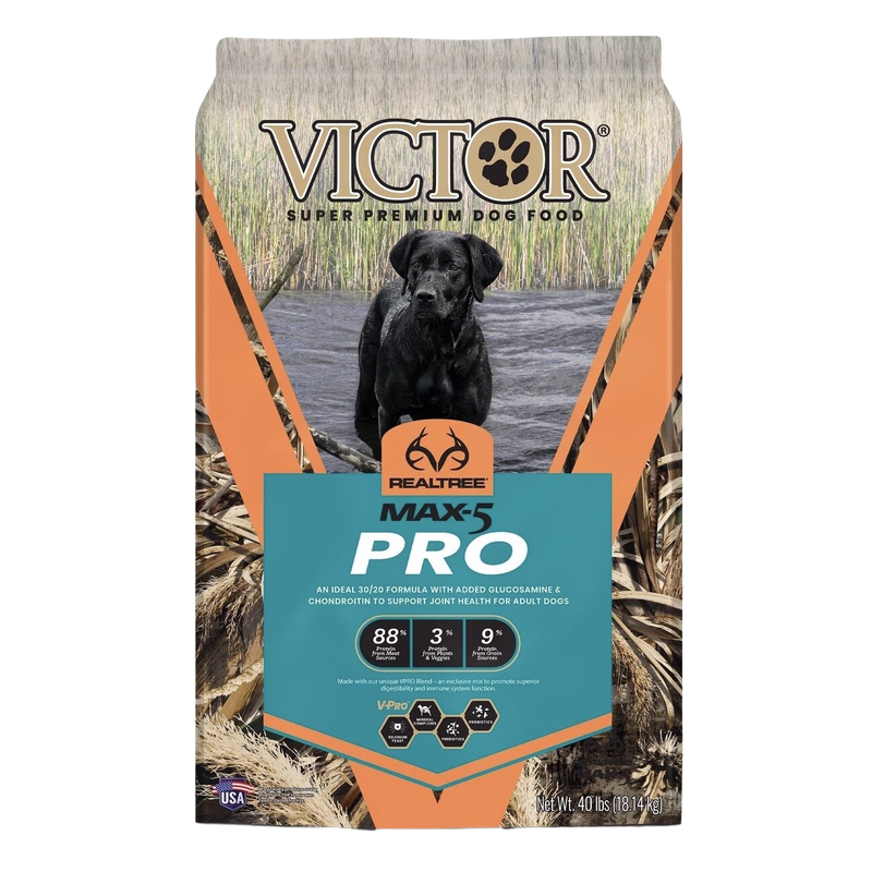 Front view of Victor Max-5 Pro Dog Food 40 lb bag — LibertyFHG Galion OH