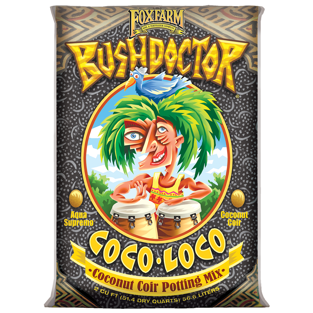 Front view of FoxFarm Bush Doctor Coco Loco potting mix 2 cu ft bag — LibertyFHG Galion OH