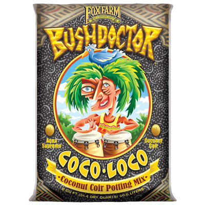 Front view of FoxFarm Bush Doctor Coco Loco potting mix 2 cu ft bag — LibertyFHG Galion OH