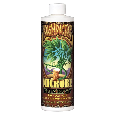 Front view of FoxFarm Bush Doctor Microbe Brew 1 pint bottle — LibertyFHG Galion OH