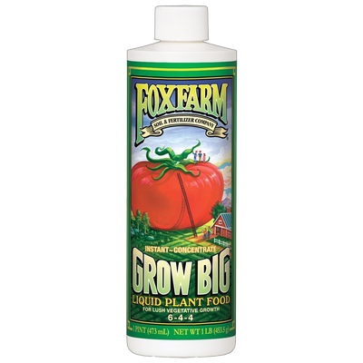Front view of FoxFarm Grow Big liquid fertilizer 1 pint bottle — LibertyFHG Galion OH