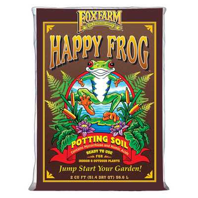 Front view of FoxFarm Happy Frog potting soil 2 cu ft bag — LibertyFHG Galion OH