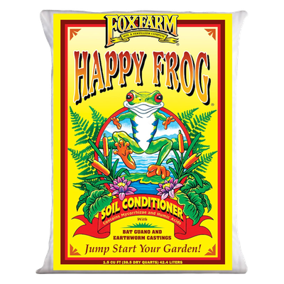 Front view of FoxFarm Happy Frog soil conditioner 1.5 cu ft bag — LibertyFHG Galion OH