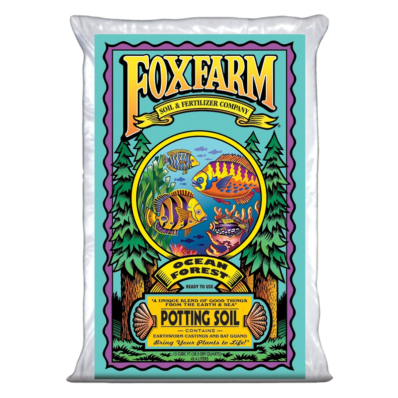 Front view of FoxFarm Ocean Forest potting soil 1.5 cu ft bag — LibertyFHG Galion OH
