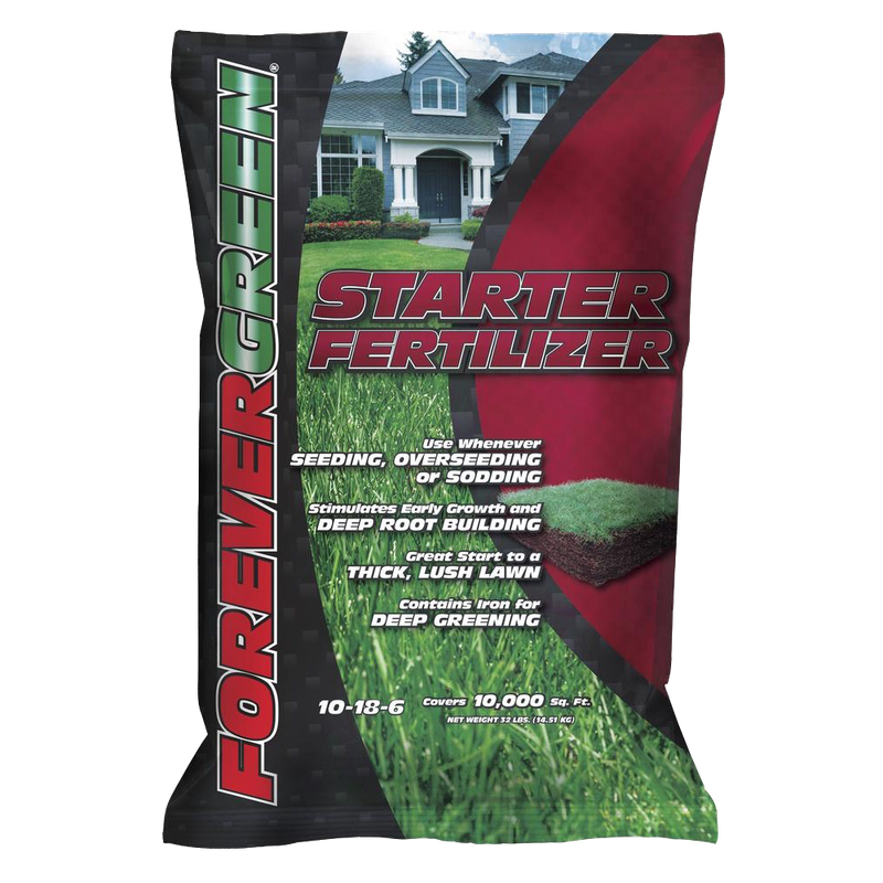 Front view of Forever Green Starter Lawn Fertilizer 10,000 sq ft coverage, 10-18-6 — LibertyFHG Galion OH