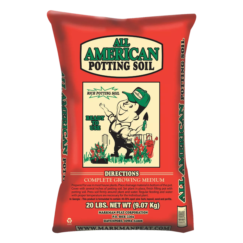 Front view of All American potting soil 20 lb bag — LibertyFHG Galion OH