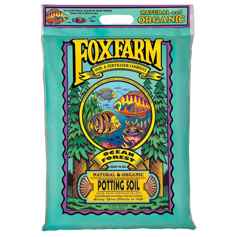 Front view of FoxFarm Ocean Forest potting soil 12 qt bag — LibertyFHG Galion OH