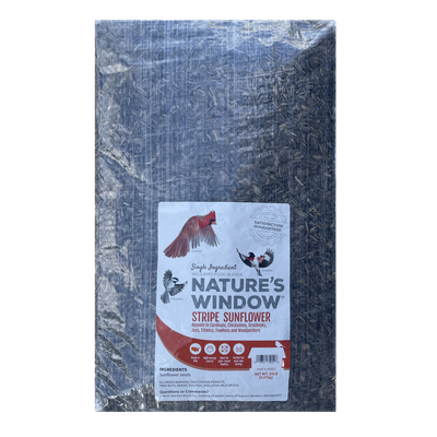 Nature's Window Striped Sunflower (20 lb) Nature’s Window Striped Sunflower 20 lb birdseed bag — LibertyFHG Galion OH