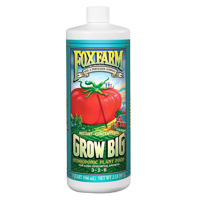 Front view of FoxFarm Grow Big Hydro liquid fertilizer 1 quart bottle — LibertyFHG Galion OH