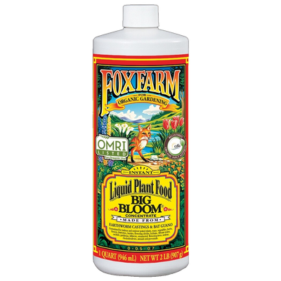 Front view of FoxFarm Big Bloom liquid fertilizer 1 quart bottle — LibertyFHG Galion OH