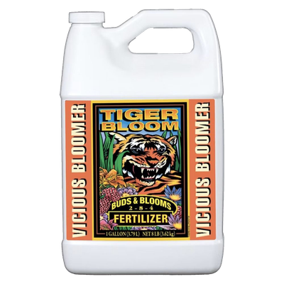 Front view of FoxFarm Tiger Bloom liquid plant food 1 gallon bottle — LibertyFHG Galion OH
