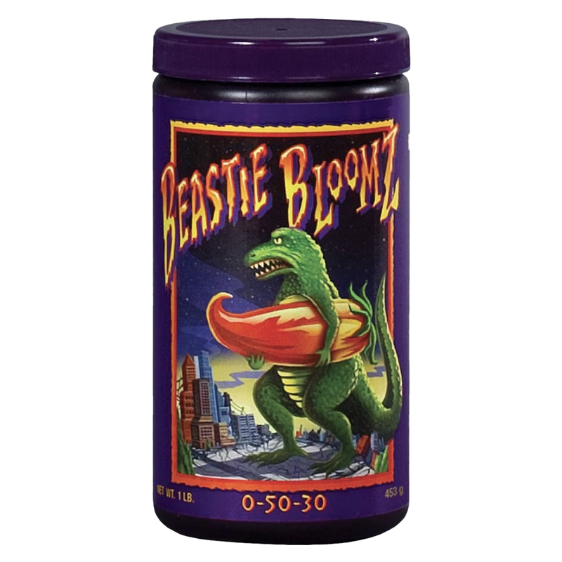 Front view of FoxFarm Beastie Bloomz soluble fertilizer 1 lb container — LibertyFHG Galion OH