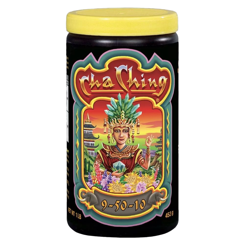 Front view of FoxFarm Cha Ching soluble fertilizer 1 lb container — LibertyFHG Galion OH