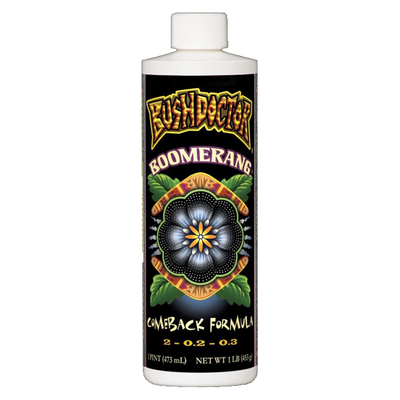 Front view of FoxFarm Bush Doctor Boomerang 1 pint bottle — LibertyFHG Galion OH