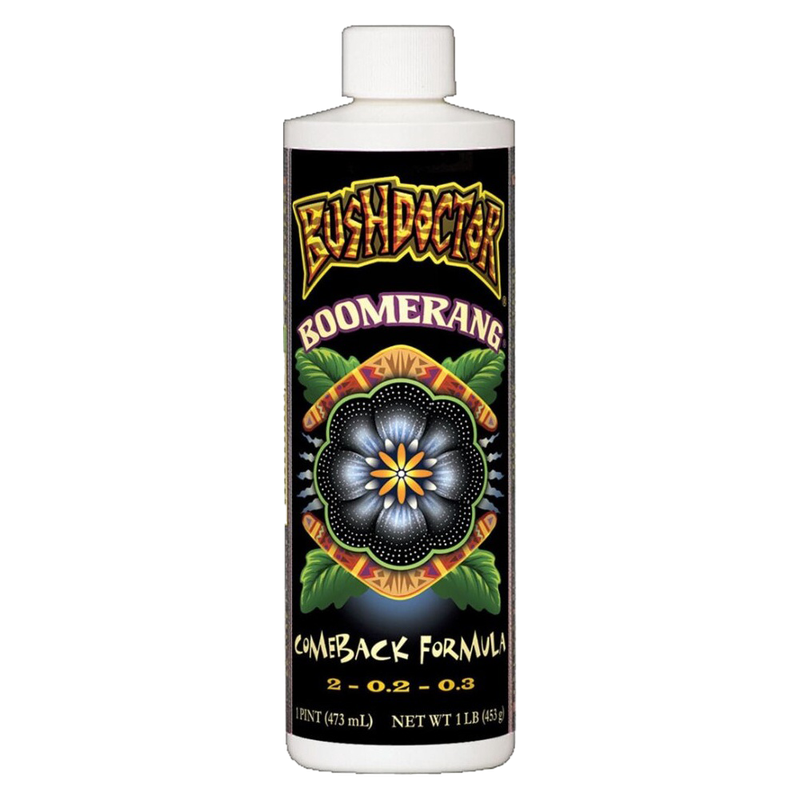 Front view of FoxFarm Bush Doctor Boomerang 1 pint bottle — LibertyFHG Galion OH